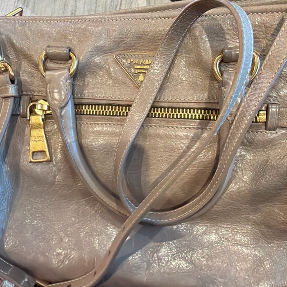 Prada Women's Taupe Leather Satchel - Picture 6 of 8